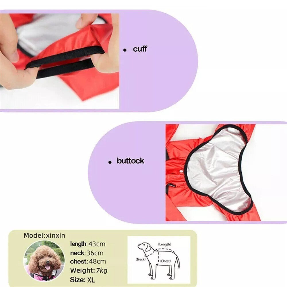 Pet Puppy Dog Raincoat Waterproof Clothes Jumpsuit Hooded Jacket Dog Rain Coat