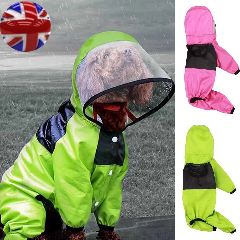 Pet Puppy Dog Raincoat Waterproof Clothes Jumpsuit Hooded Jacket Dog Rain Coat