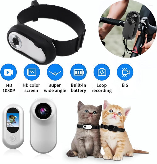 Cat Camera Collar,Hd 1080P Pet Collar Camera Cat Video Camera Mini Collar Camera,170° Wide Angle USB Rechargeable Adjustable Pet Camera Collarfor Dogs Cats Gift Indoor/Outdoor