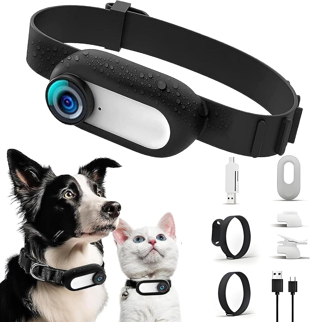 Cat Camera Collar,Hd 1080P Pet Collar Camera Cat Video Camera Mini Collar Camera,170° Wide Angle USB Rechargeable Adjustable Pet Camera Collarfor Dogs Cats Gift Indoor/Outdoor